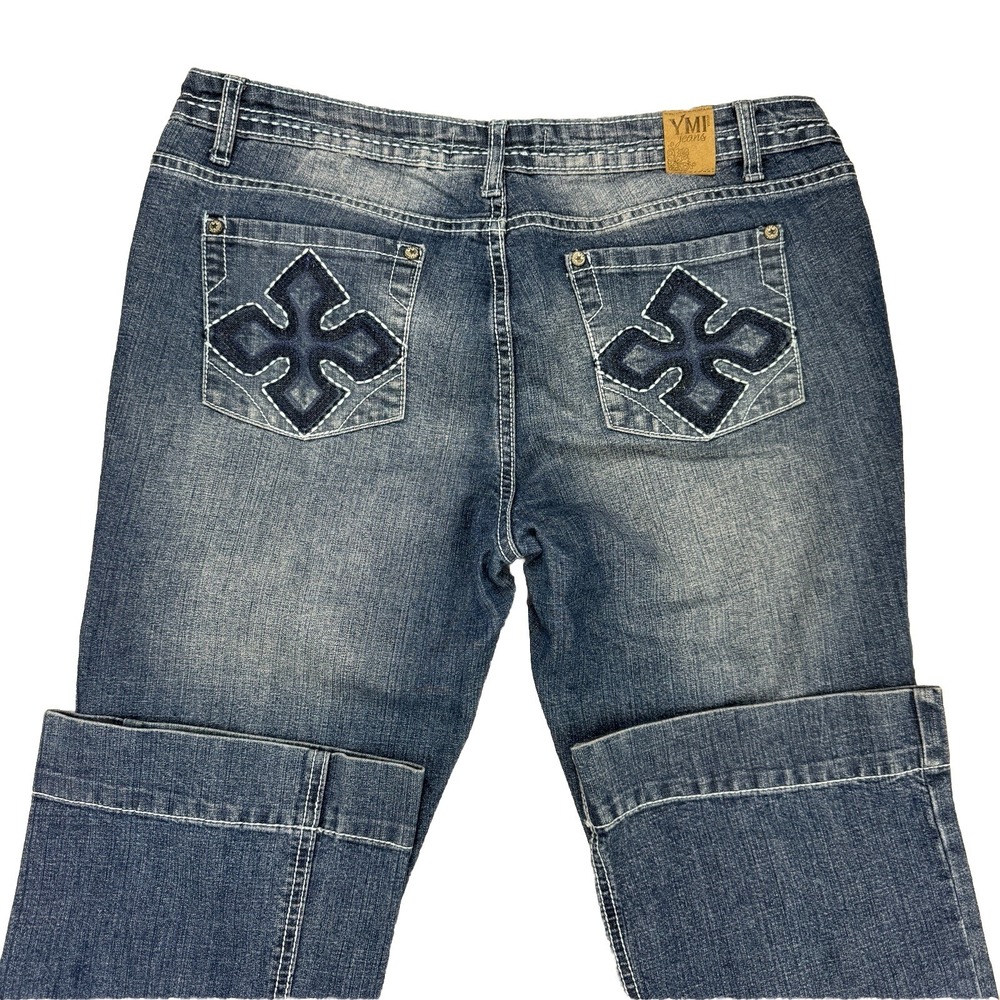 Y2K YMI USA Women's‎ Jeans Sz 13 (34x34) Bootcut Cross Pocket Stretch Mid Rise